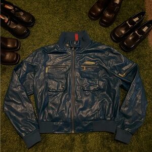 Apple Bottom teal Leather Jacket